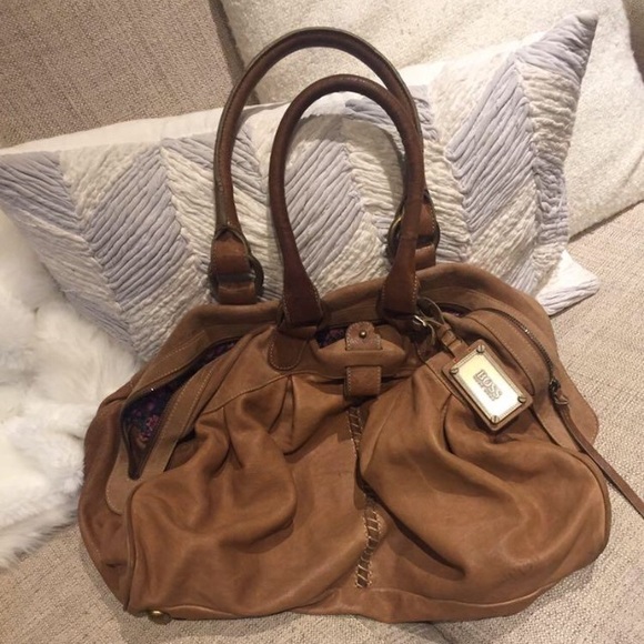 Hugo Boss brown leather hobo shoulder bag - Picture 1 of 9